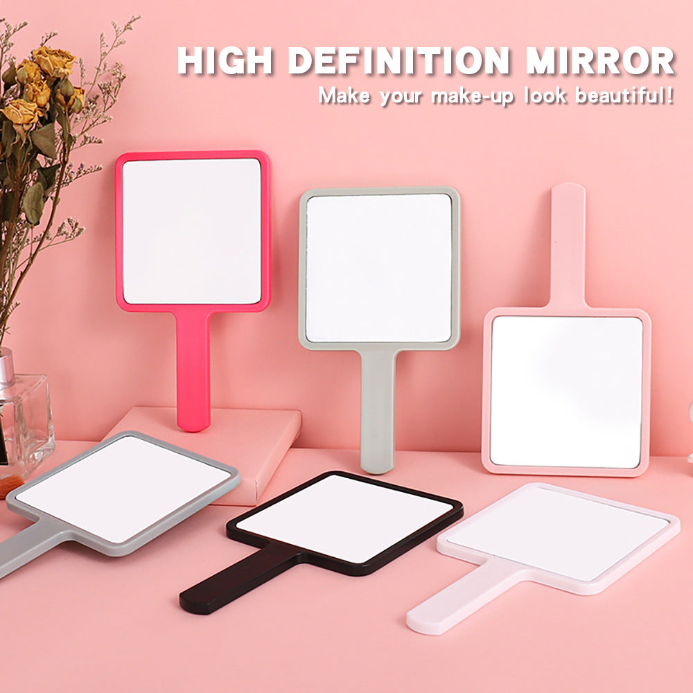 Wholesale makeup touch-up handheld mirror - square hand mirror, portable for girls, desktop makeup mirror - $2 store