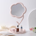 Flower desktop dressing mirror student dormitory portable sunflower makeup mirror plastic storage for home mirror