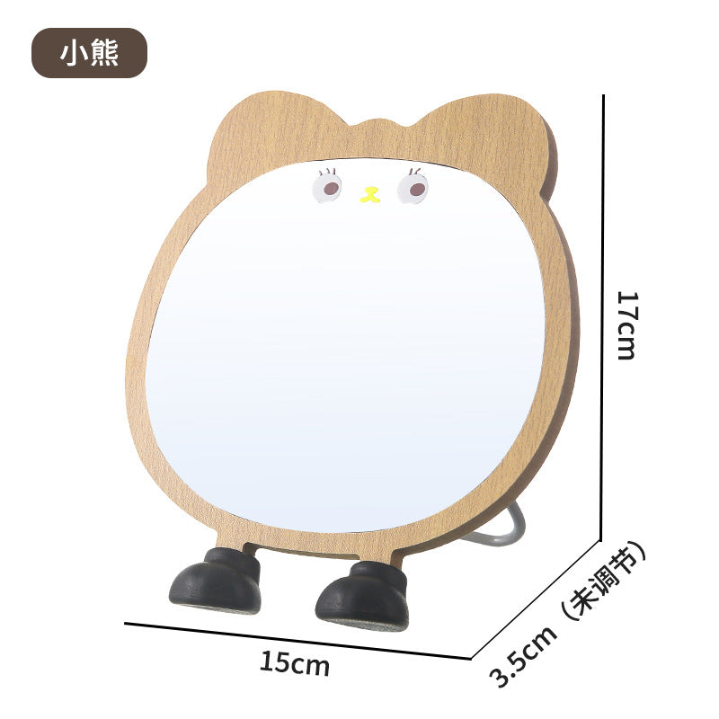 Mirror makeup mirror bedroom for homestorage dressing mirror student dormitory desktop desktop home wooden rotate mirror