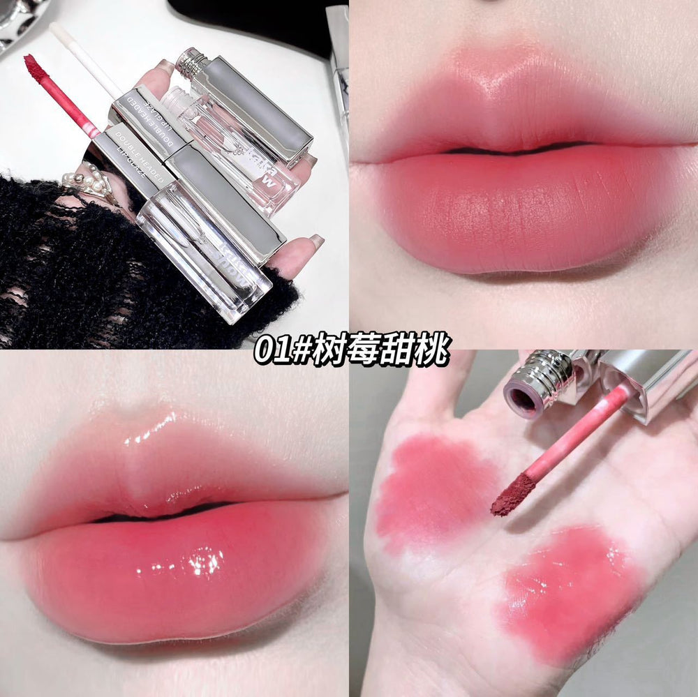 Kakashow double-effect double-ended lip glaze raincoat combination for women matte matte water-glossy mirror non-stick cup not easy to fade