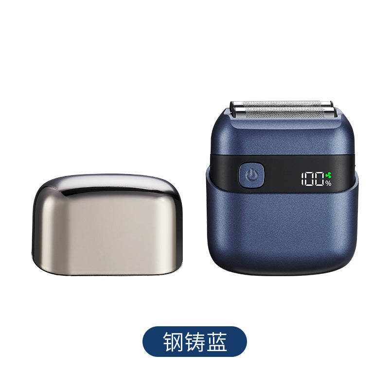 Portable digital display reciprocating electric shaver, washable magnetic mini dual-blade razor in a small square box