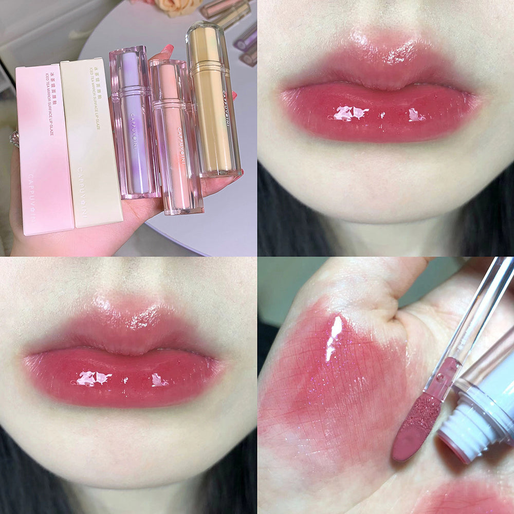 Cappuvini iced tea mirror lip glaze - watery glass lip color, waterproof, long-lasting lipstick - wholesale