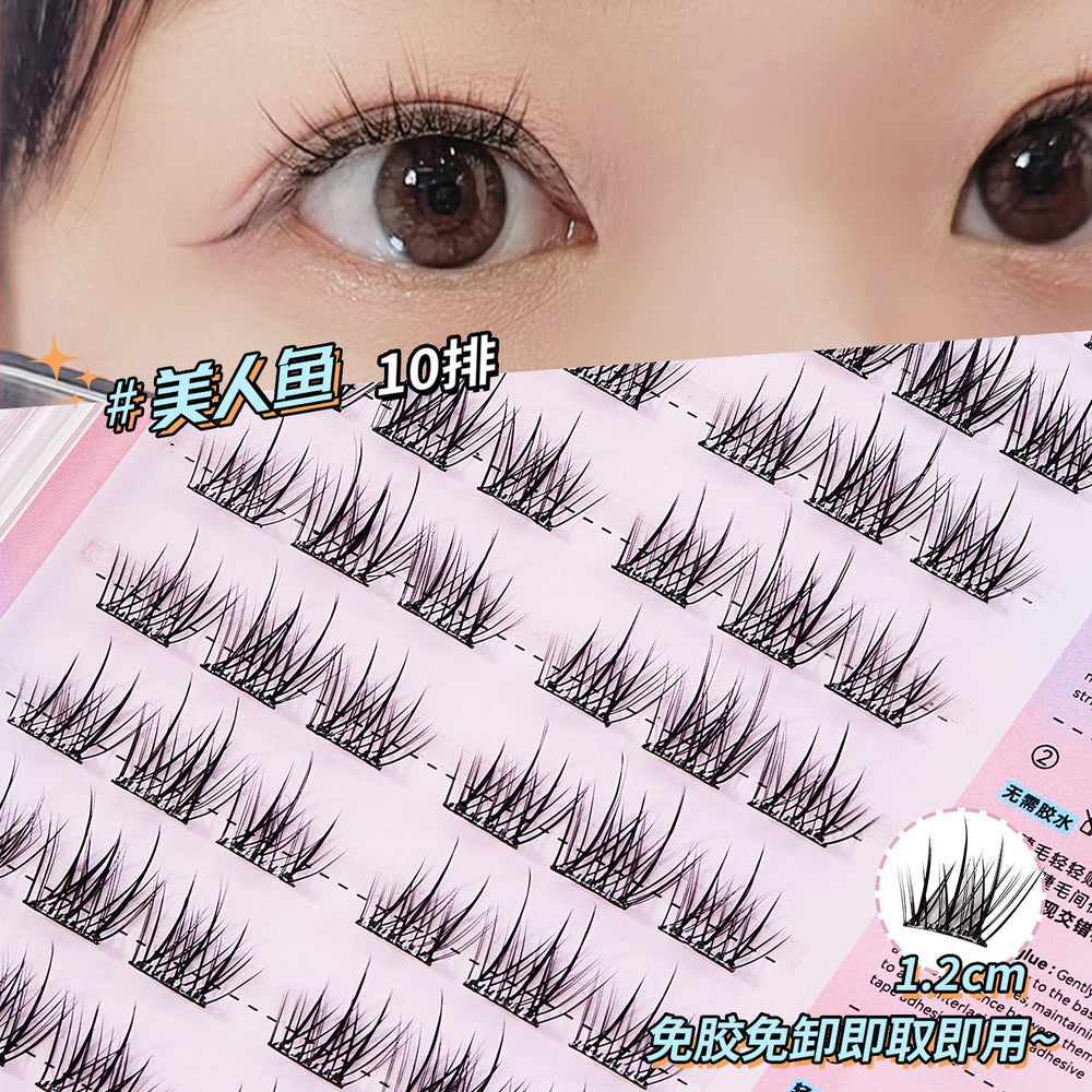 Jonbos self-adhesive glue-free false eyelashes for women, natural simulation, "born-with" style, 3-step application, high volume, individual cluster lashes