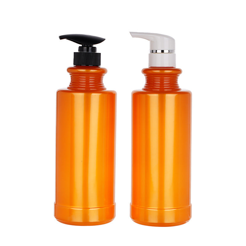 Cylindrical flat shoulder shampoo and shower gel pet plastic empty bottle push-type high-end personalized bottle