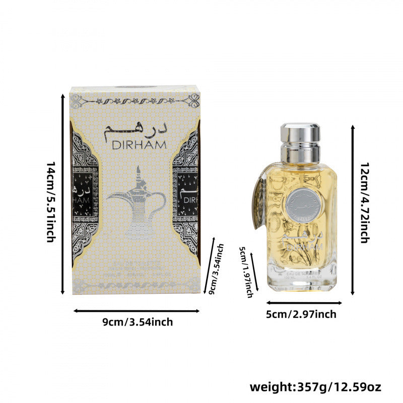 men perfume dirham100ml arabian middle eastern style grids dubai perfume for men and women long-lasting spray