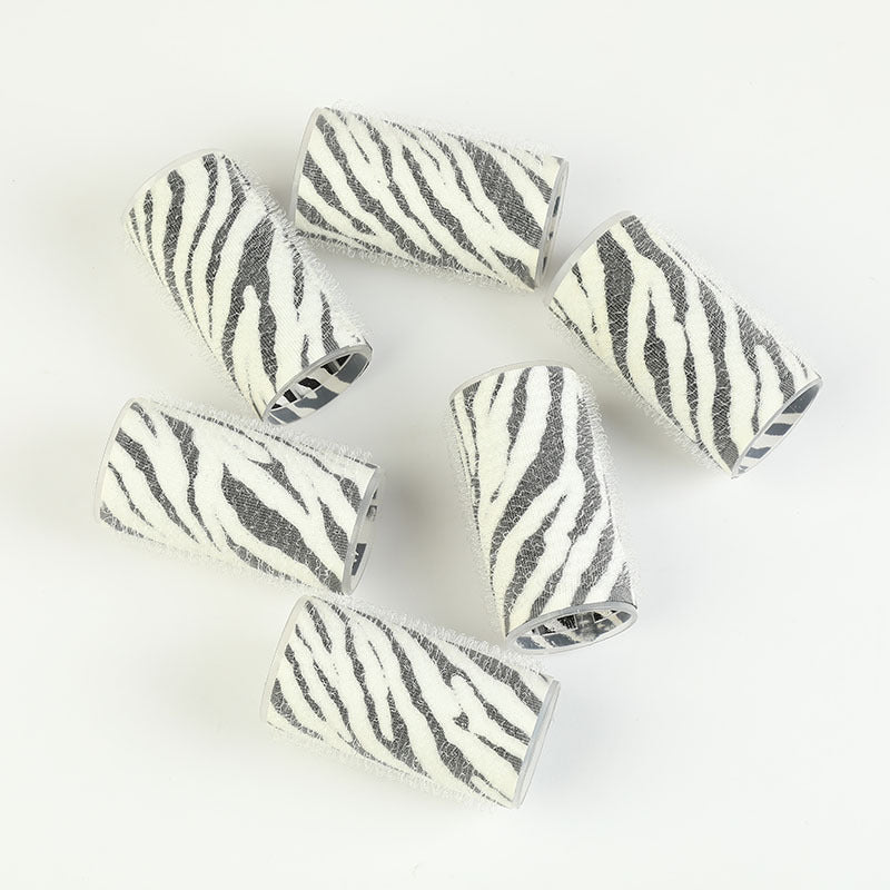printed nylon hair rollers, available in multiple sizes. leopard print and heart pattern magic curlers, customizable