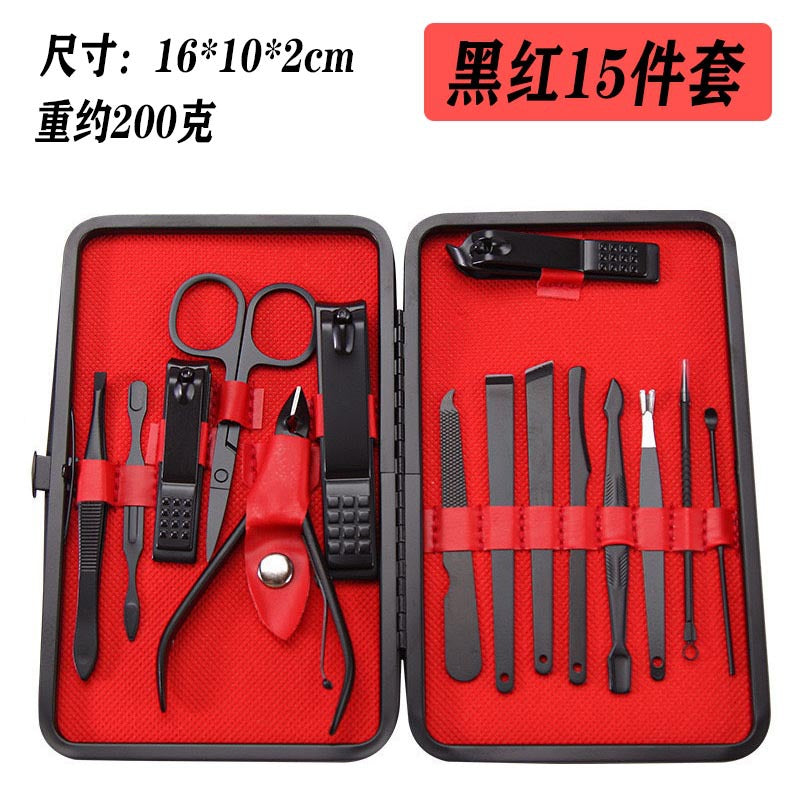 black 24-piece nail clipper set stainless steel nail clipper complete manicure manicure set spot wholesale