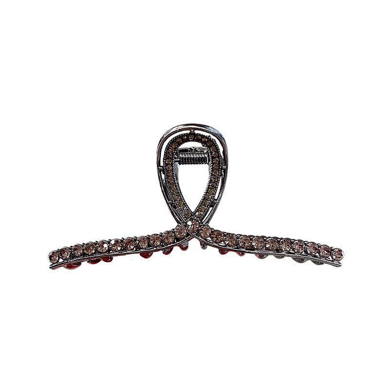Classy black rhinestone gripper, golden pearl hairpin, back of head hairpin, large shark clip hair accessories for women