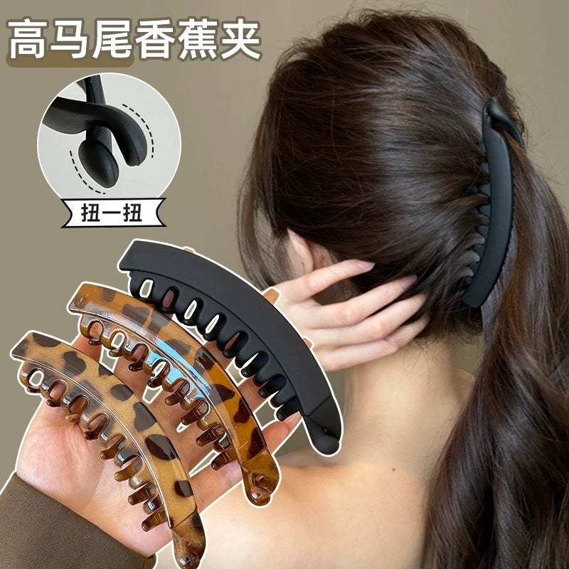 Lazy banana clip, high ponytail fixing clip, back of head hairpin, classy vertical clip hair accessories for women