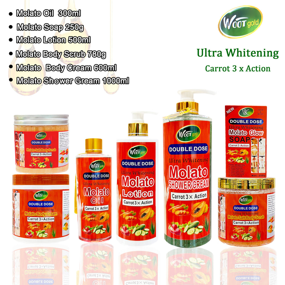 molato skincare series: shower gel, scrub, body lotion, essential oil, soap, brightening moisturizer - for export