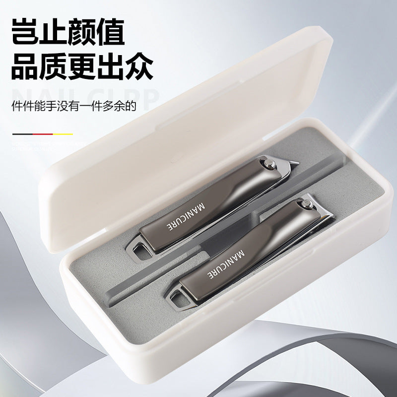 Wholesale angled edge nail clippers 3-piece set, manicure & pedicure tool kit with tin box, anti-splash nail clippers set