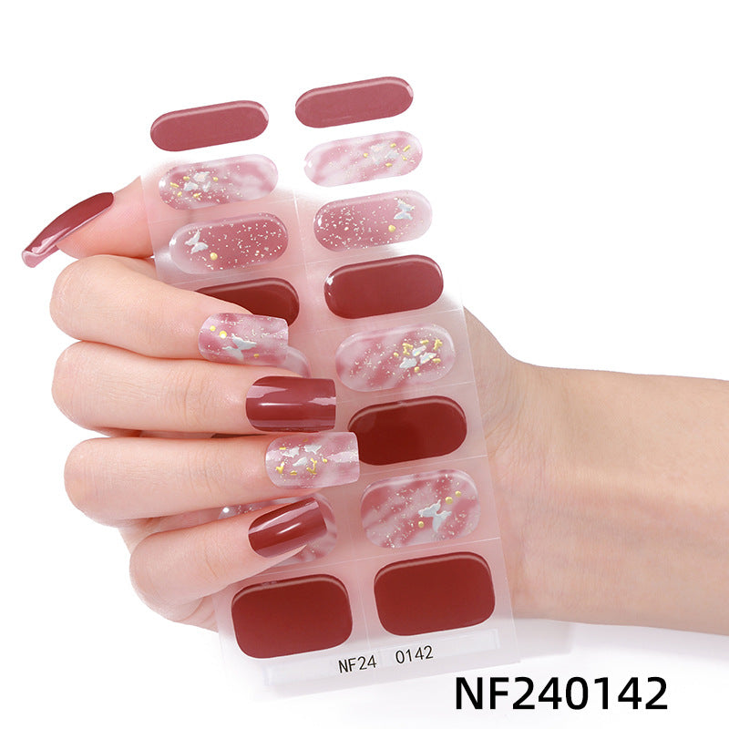 Zhengxiang personalized gel manicure stickers french butterfly onion powder smudged uv photo lamp semi-baked semi-cured nail stickers