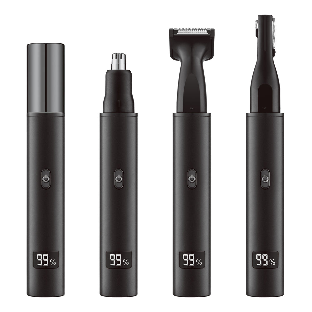 3-in-1 electric nose hair trimmer for men, rechargeable digital display, multi-function portable shaver for eyebrows and sideburns