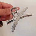 2024 korean new metal cross half claw clip back of head elegant shark clip hair claw headwear for women