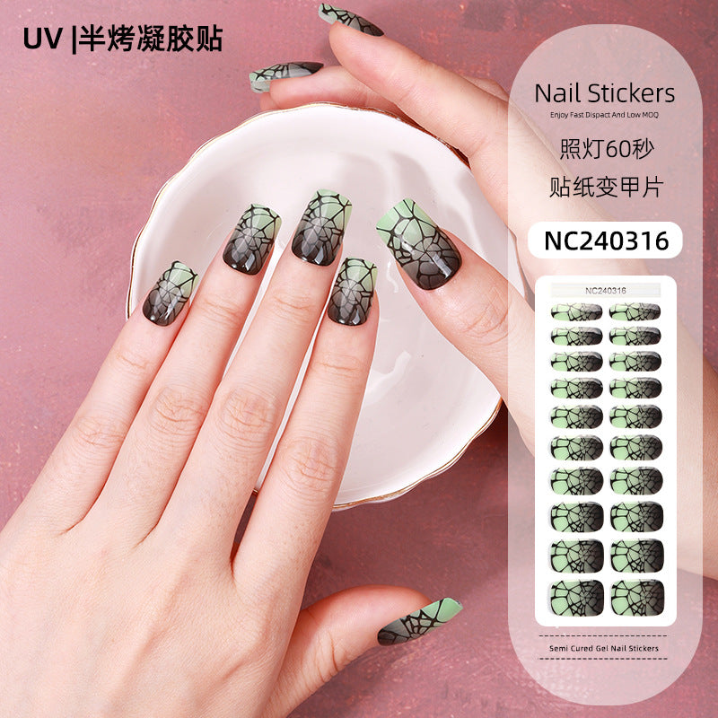 Zhengxiang custom gel nail art stickers - halloween, cross-border, us & european style, uv light semi-cured nail stickers, hot stamping wholesale