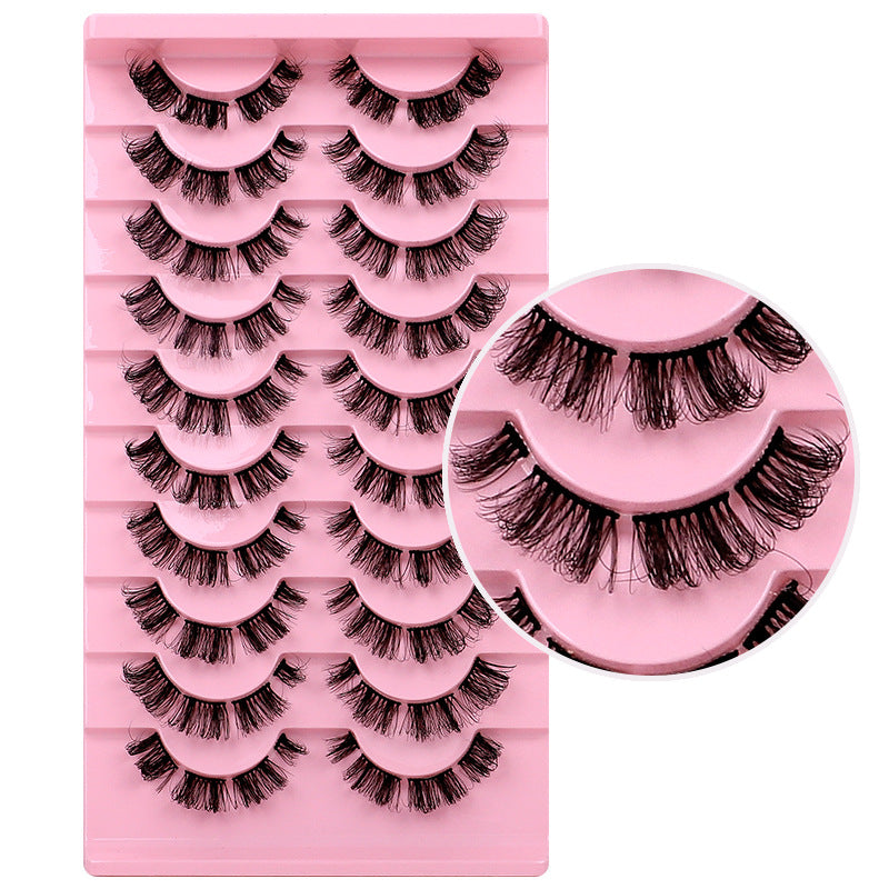 fashion style hard stem false eyelashes southeast asia 3d stereo natural half eye eyelashes flat factory wholesale