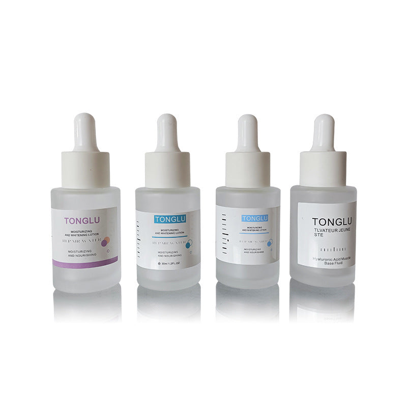 Ready-to-ship cosmetic glass bottles and packaging materials: 30ml essential oil bottles, dropper essential oil dispensing bottles, and serum/essence glass bottles