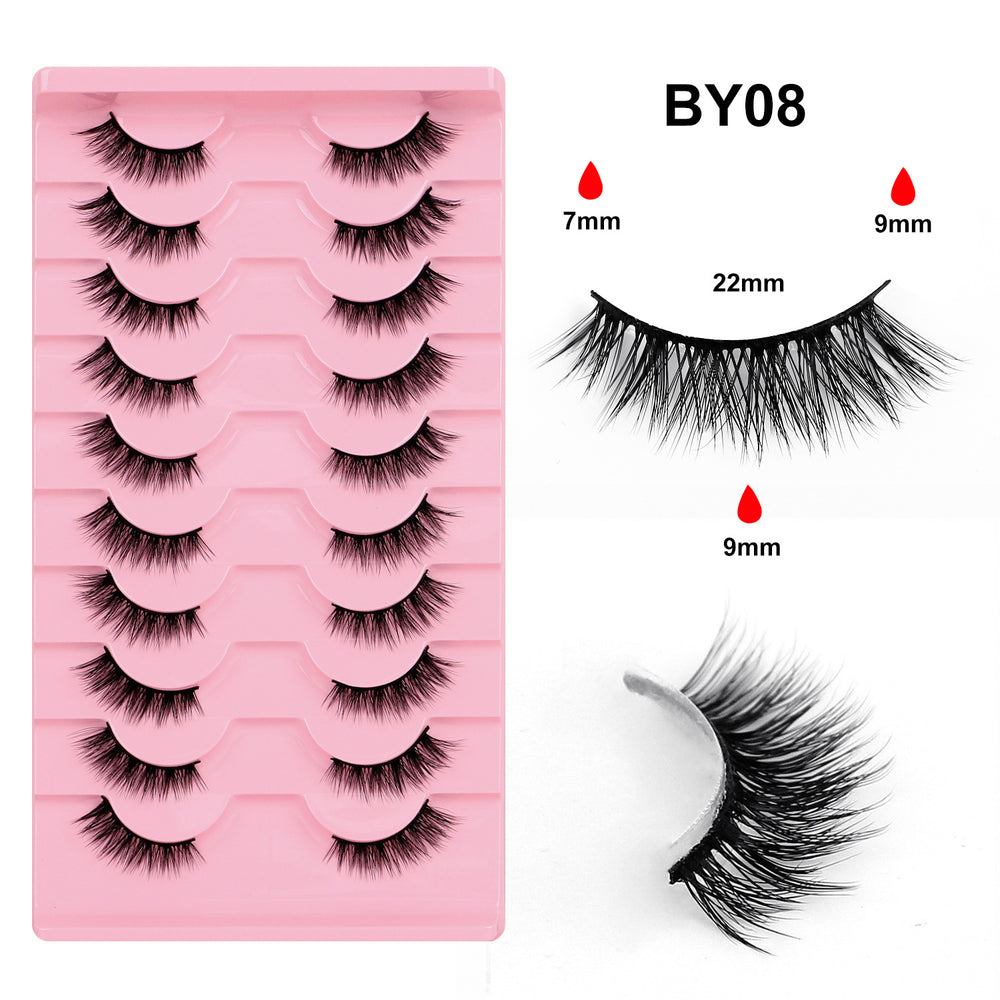 fashion style hard stem false eyelashes southeast asia 3d stereo natural half eye eyelashes flat factory wholesale
