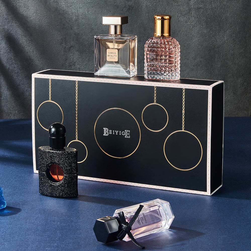 Beautiful girl gift box women's perfume four-piece set perfume wholesale long-lasting light fragrance recommended black coffee perfume for women