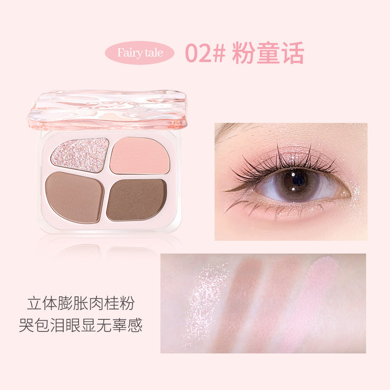 Makeup novo smart four-color eyeshadow silkworm palette pearlescent flash brightening highlight shadow eyeshadow silkworm all-in-one palette