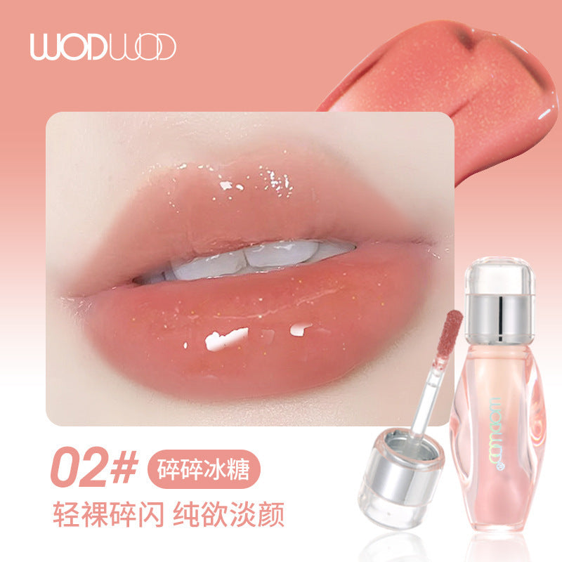 Wodwod water glossy rock candy lip plumping gloss women's mirror pouty lips whitening moisturizing not easy to fade lip oil
