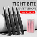 Stainless steel black slant tip tweezers - eyebrow, beard & hair removal tool - wholesale beauty tools