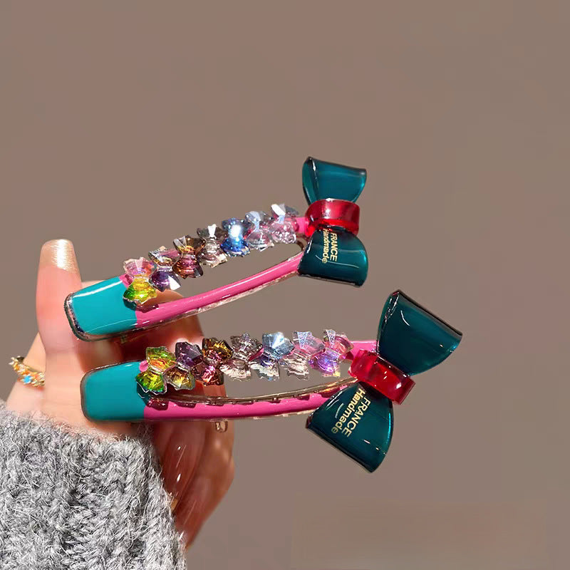 New arrival pink duckbill clip bangs clip with diamonds cute girl heart women's sweet crystal hair clip heart hairpin