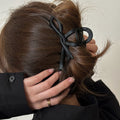 Autumn and winter frosted bow hair clip for women 2024 widened shark clip large streamer shark clip versatile clip