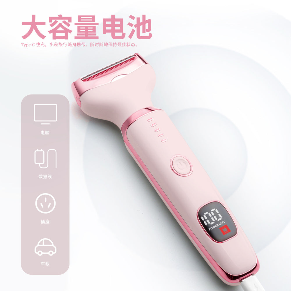 Electric shaver for women - 4-in-1: private area, underarm, leg hair trimmer & nose hair remover - usb rechargeable, wet & dry use