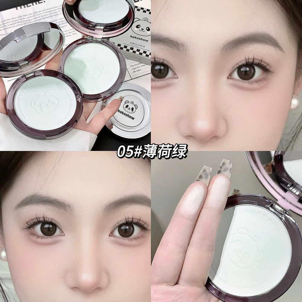 Kakashow velvet mist setting powder cake, long-lasting oil control, concealer, waterproof, anti-sweat, not easy to remove makeup, honey powder cake