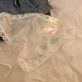 Dopamine romantic butterfly lace triangle headscarf women's headband french atmosphere hairband pastoral style seaside photography