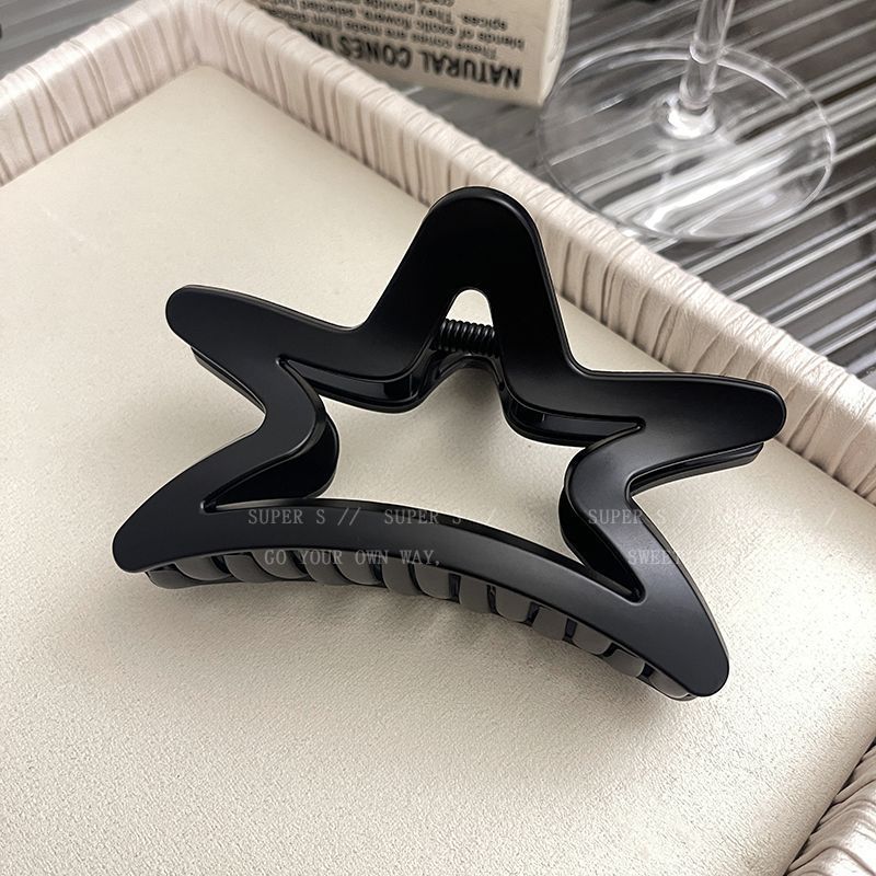 Hold firmly~ maillard amber brown five-pointed star gripper for women springnew arrival shark clip hair clip on the back of the head