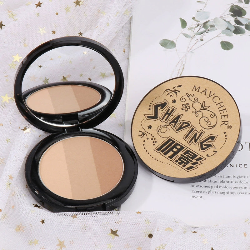 Meixier stereo highlight shadow combination contouring palette three-color contouring powder daily brightening shadow powder all-in-one palette