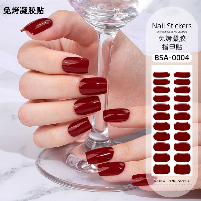 Zhengxiang factory customized no-bake gel nail art stickers solid color european and american photo lamp nail stickers amazon foreign trade wholesale