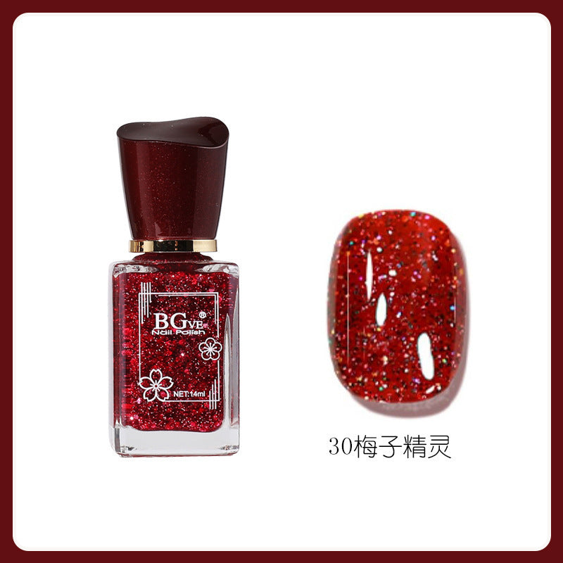 Oil-based nail polish, no-bake micro-gel, scented nail polish, long-lasting, quick-drying, nude color, non-peelable, nude color, sparkling nail polish