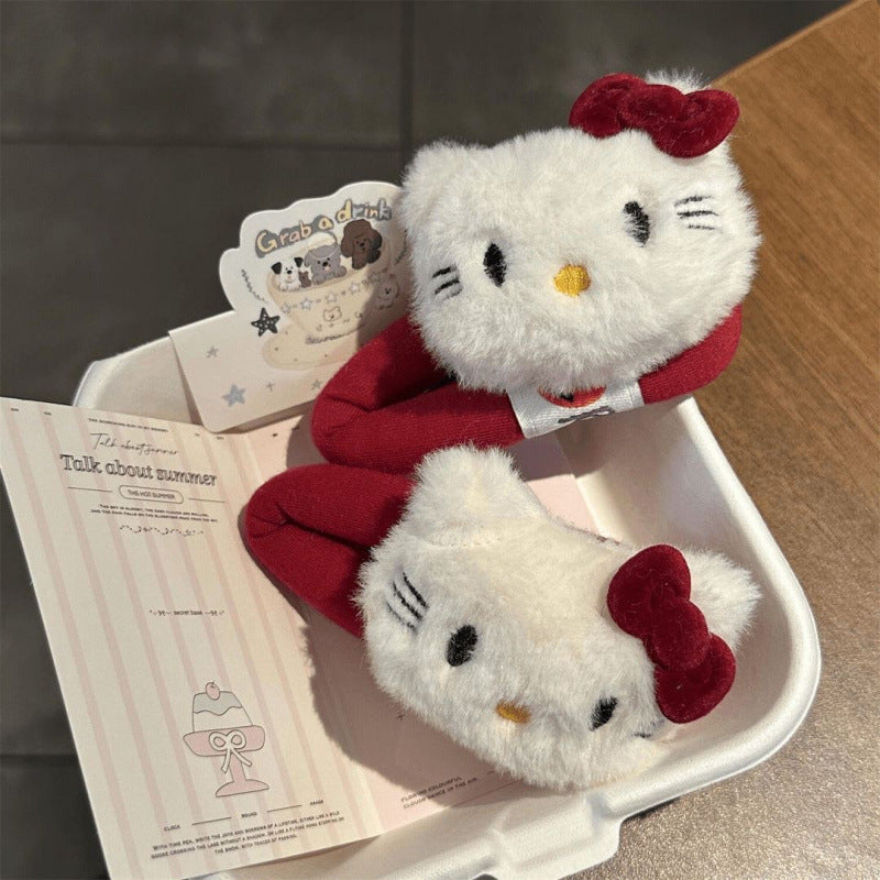 Autum new product cute red bow tie cat break clip hairpin sweetgirl side stuffed clip jewelry hair accessories