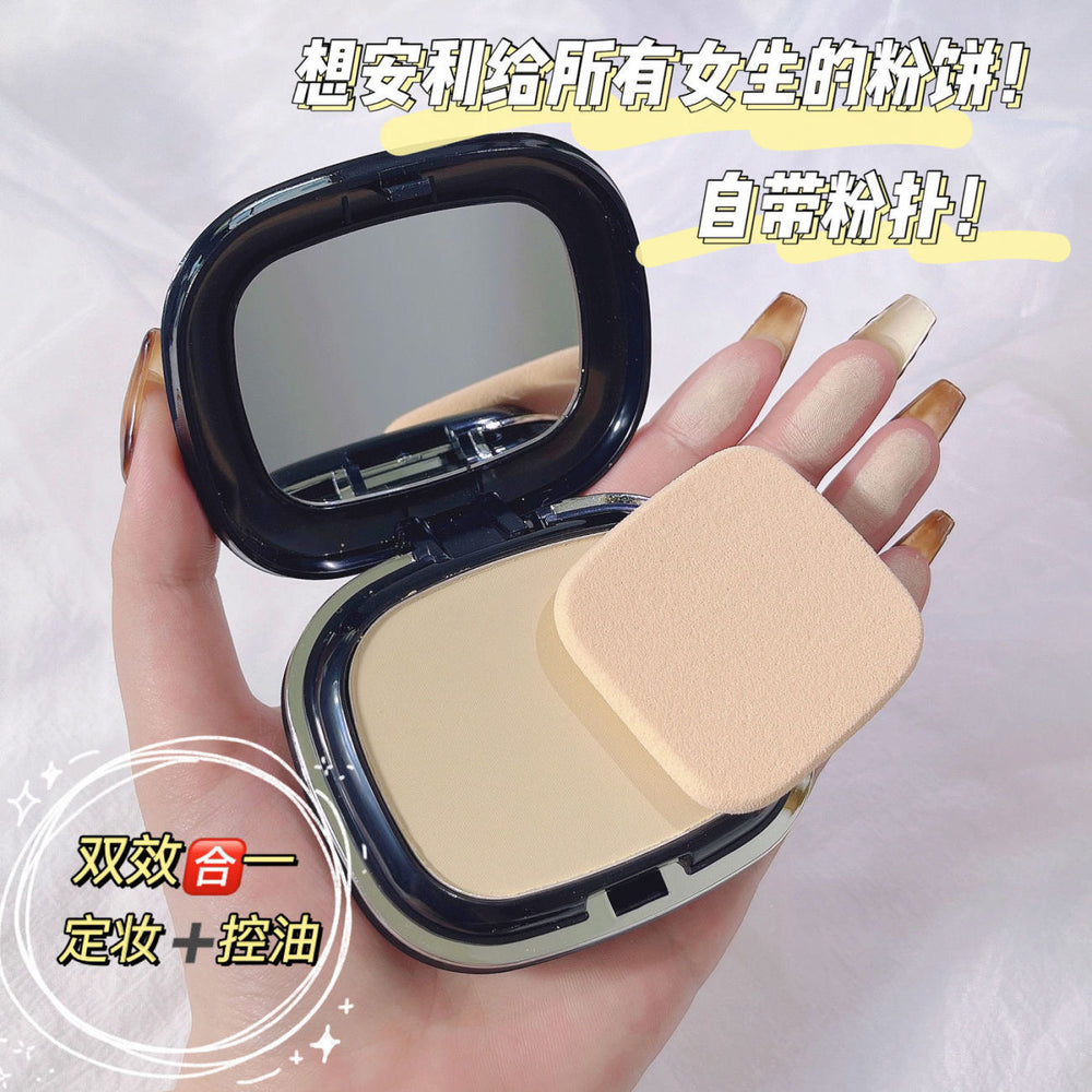 Alobon lightweight flawless double layer powder - concealer, oil control, long-lasting, waterproof, wet & dry foundation for women