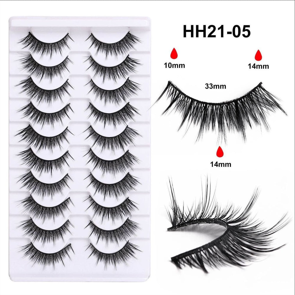 10 pairs of soft stem eyelashes with transparent stems, natural long and soft comic fox false eyelashes, wholesale