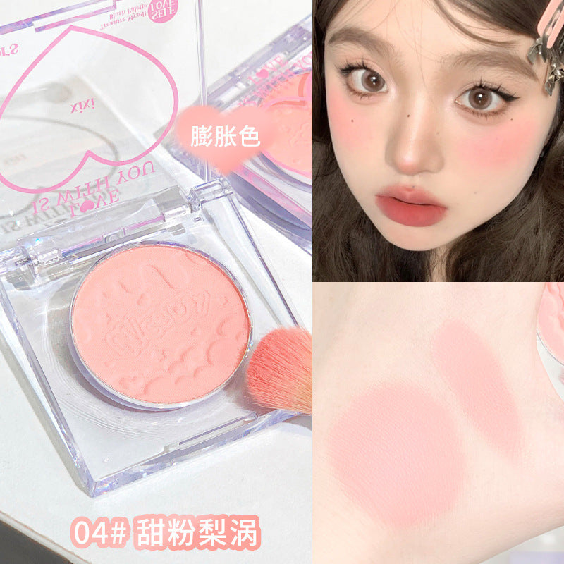 Makeup xixi tea peach heart single color blush expansion and contraction color matte nature to enhance complexion contouring blush palette