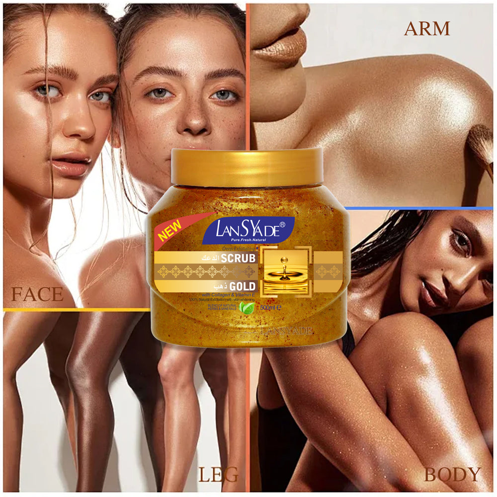 24k gold exfoliating scrub 500g - softens, removes dead skin, cleanses, firms, and exfoliates - wholesale for export
