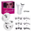 Pingdu magnetic false eyelashes all-in-one box cross-border fashion thick 2 pairs black stem eyelash curler set factory wholesale