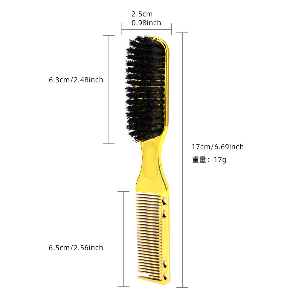 oil head brush electroplated gold brush styling oil head brush double-ended beard comb broken hair cleaning hairdressing comb