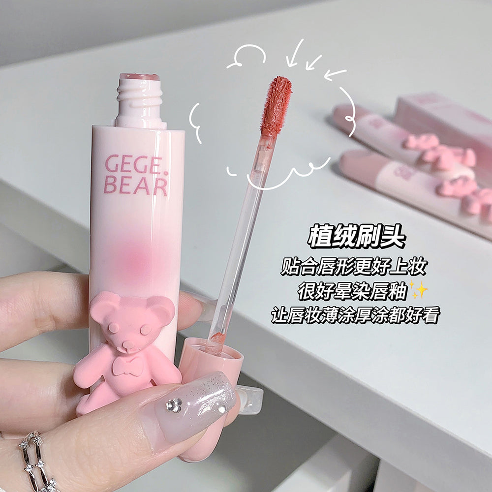 Gege bear tinted lip glaze - soft matte lip mud - perfect for students, no-makeup look, and brightening lips