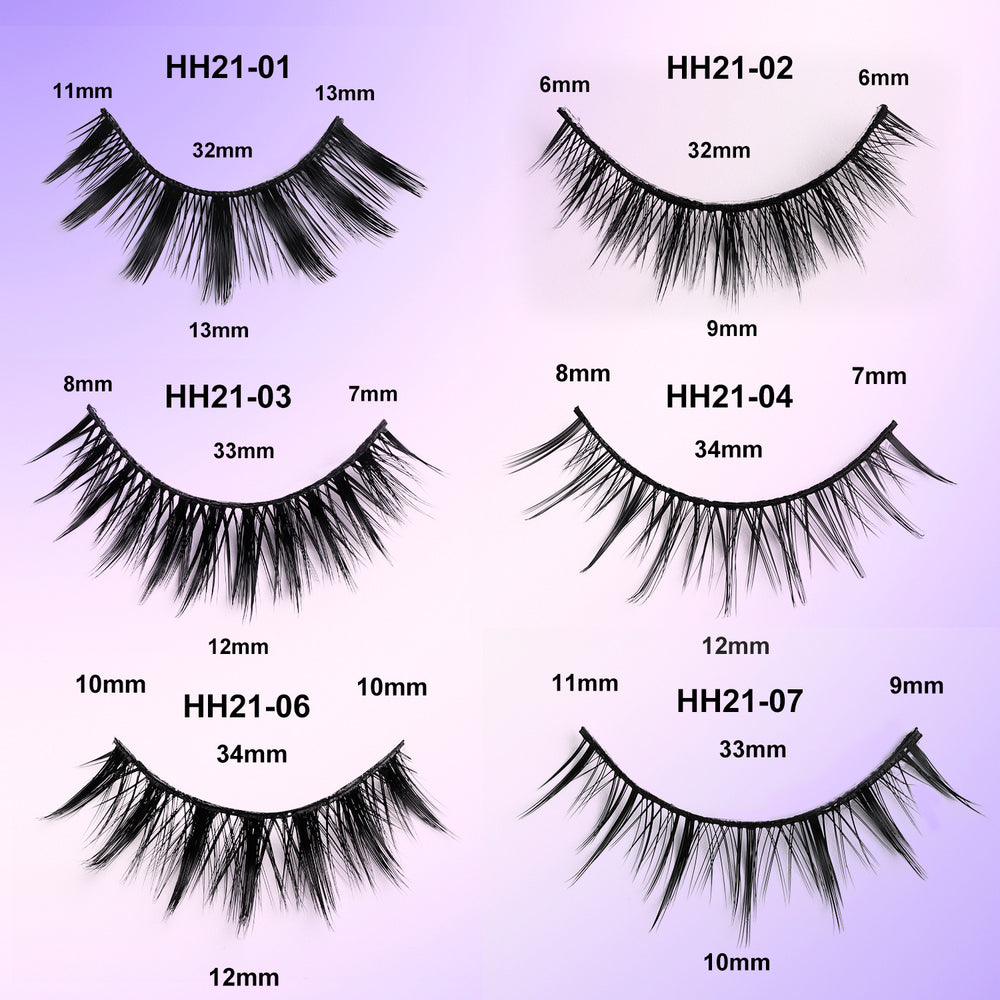 Pingdu 10 pairs of hard stem fake eyelashes, a whole strip of rabbit grandma's whole cluster of eyelashes, glue style, special for makeup artists