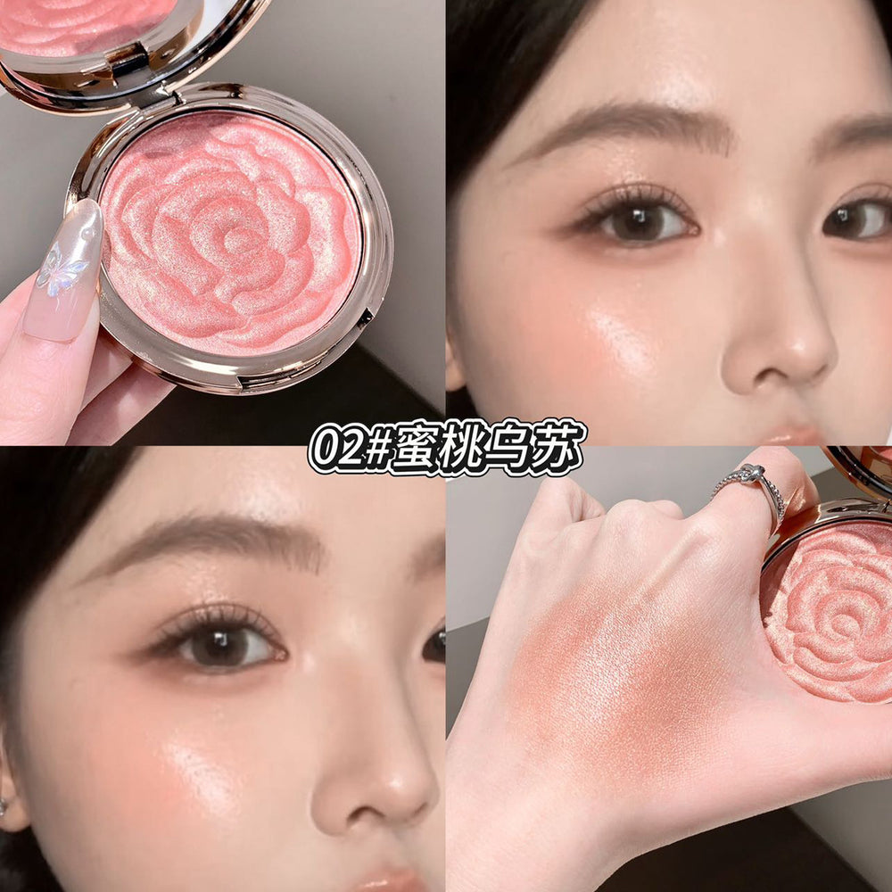 Kakashow embossed rose blush - vibrant, shimmering, nude makeup palette for highlighting and contouring