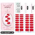 Zhengxiang custom gel nail stickers solid color 32 fingers two-piece set korean uv light semi-cured nail stickers waterproof