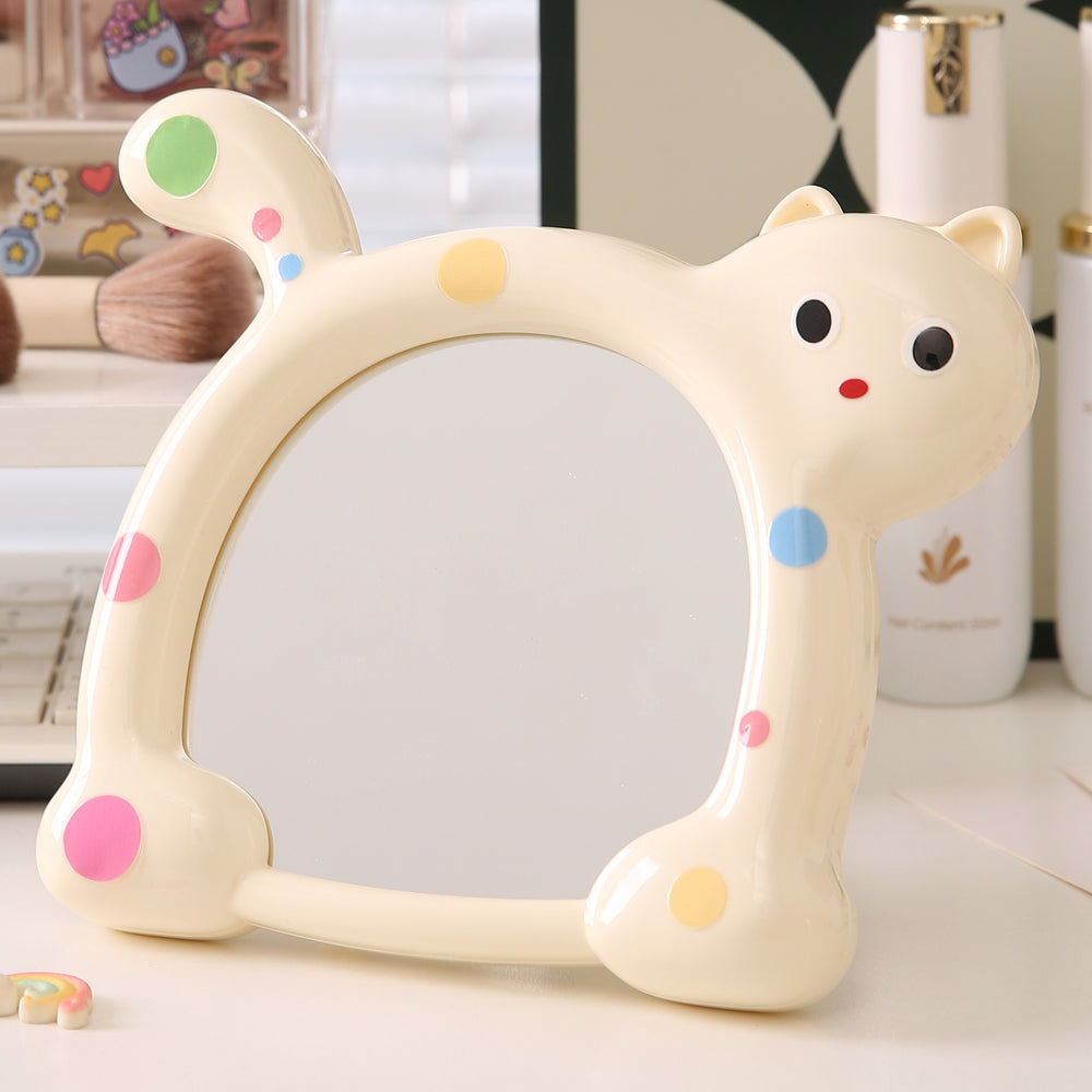 Cat makeup mirror cartoon desktop tabletop student dorm beauty mirror plastic storage home table mirror