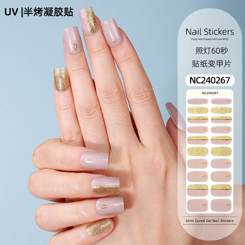 Zhengxiang personalized gel manicure stickers ins ice transparent phototherapy nails uv light nail stickers semi-cured manicure stickers gel