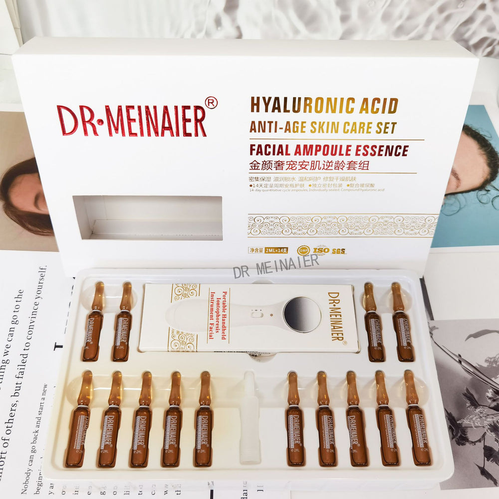 hyaluronic acid small ampoule original solution with facial massager 14-piece set hydrating and moisturizing hospital skin care