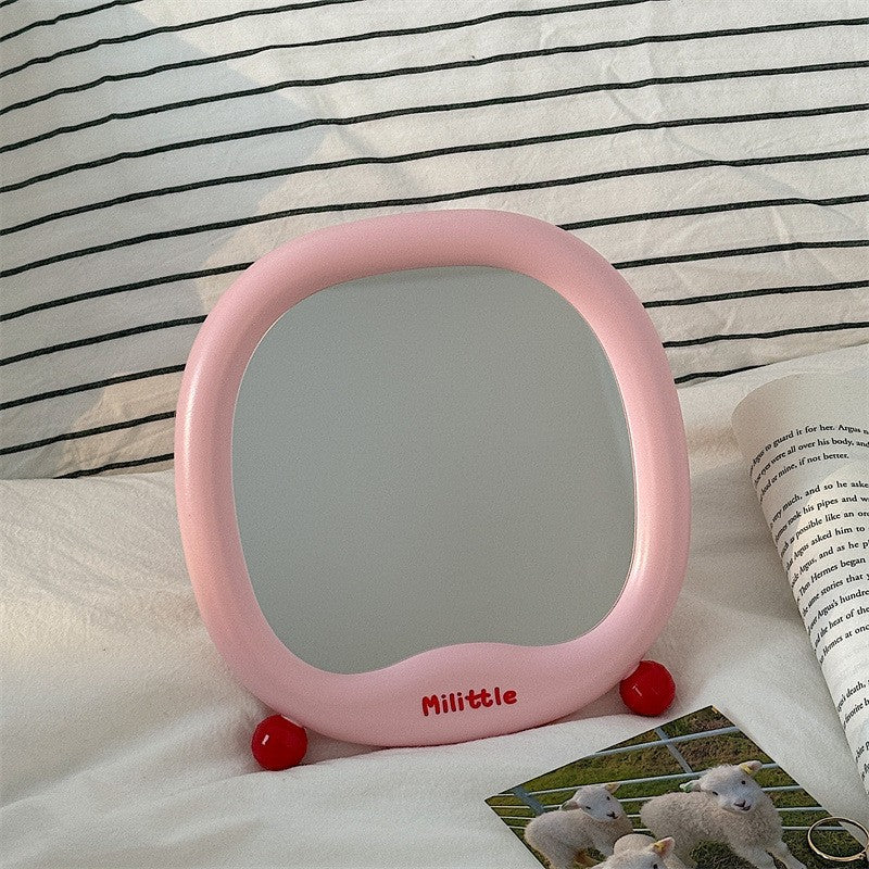 【sweet potato's pick】cosmetic mirror - portable folding makeup mirror with plastic storage, perfect for home, dorm, or office